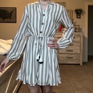 Pink Lily Long Sleeve Striped Dress